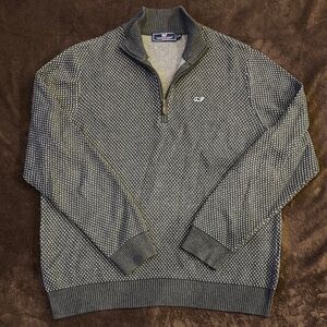 Vineyard Vines Gray Zip Up Sweater with Mock Neck